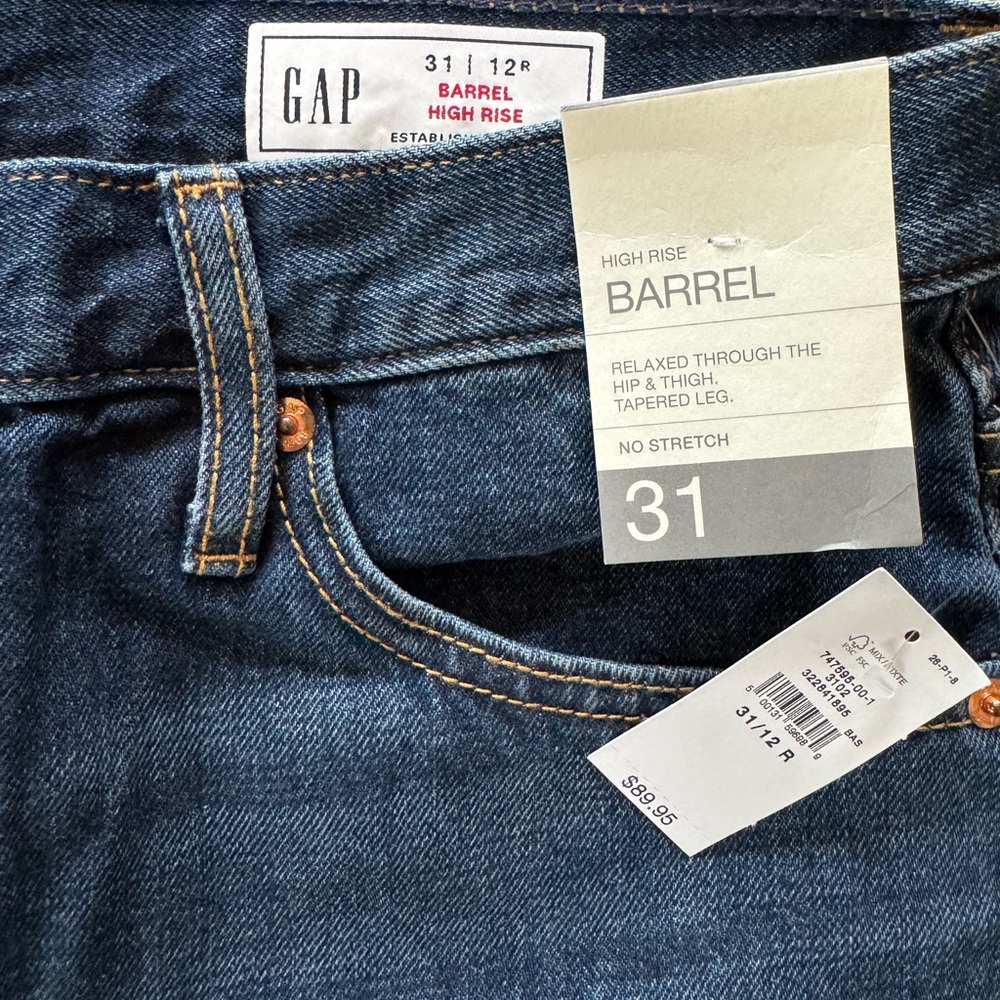 Gap high rise barrel 12 31 Dark Indigo Blue Women's Jeans - Picture 4 of 7